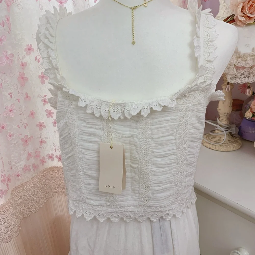 Doen Net Sustain Ari Broderie Anglaise And Ruched Organic Cotton-Voile Top - Picture 5 of 5